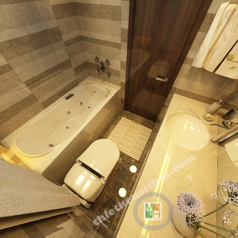 Thiết kế nội thất phòng tắm biệt thự mini tại khu đô thị Paml- Việt Hưng Long Biên Hà Nội